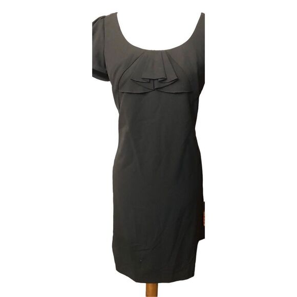 Ann Taylor LOFT Black Cap Sleeve Ruffle Shift Dress Career Cocktail EUC Size 6 - Picture 8 of 13